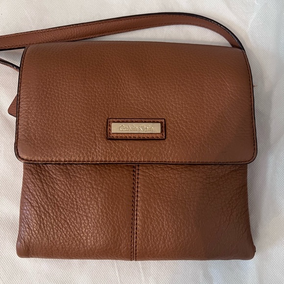 Calvin Klein Handbags - Calvin Klein Tan Leather Crossbody Bag